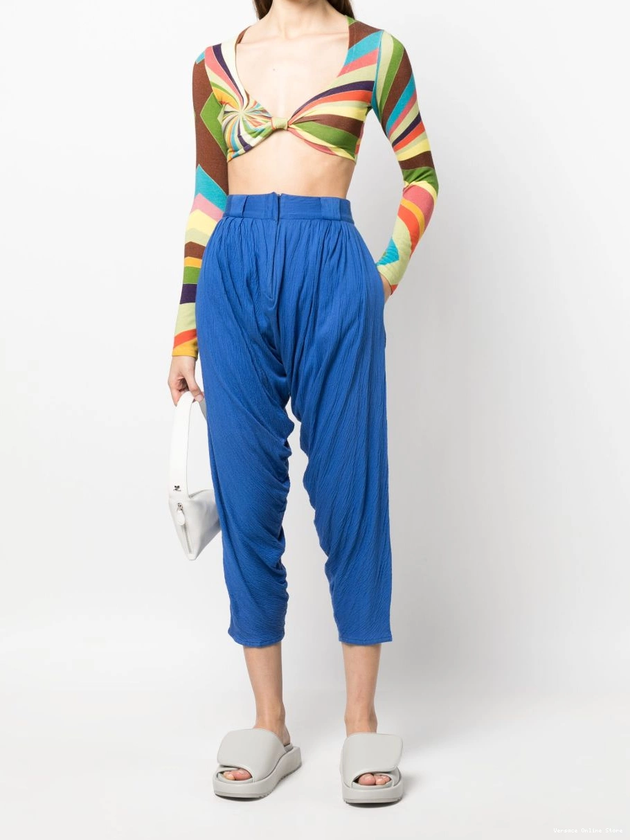 Affordable cropped Versace trousers Women 1970s draped 0706